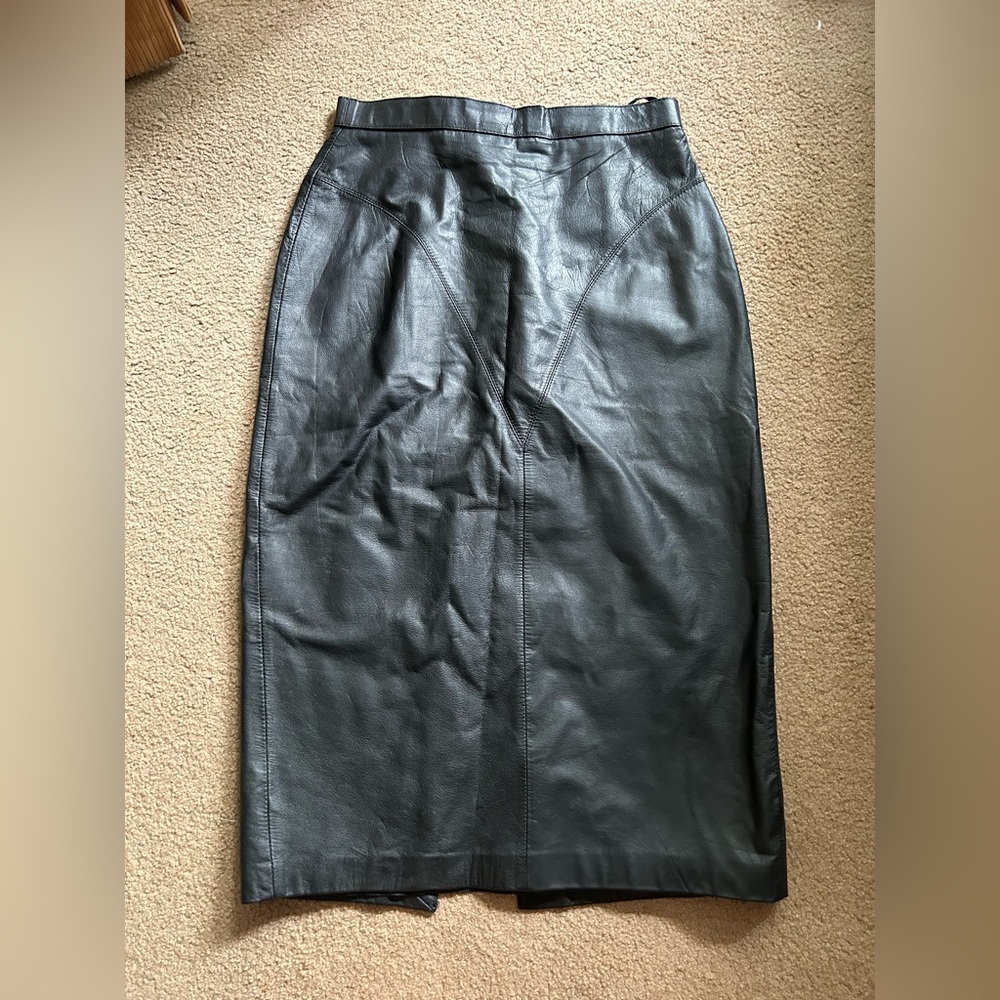 GENUINE LEATHER VINTAGE MIDI SKIRT
